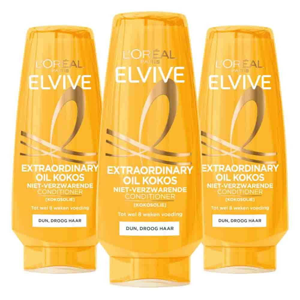3x L'Oréal Elvive Extraordinary Oil Conditioner Kokos 200 ml