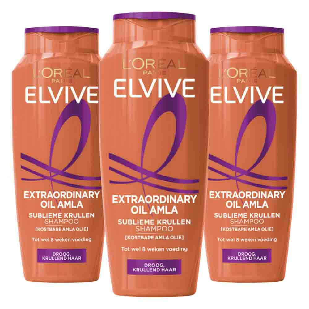 3x L'Oréal Elvive Extraordinary Oil Krulverzorging Shampoo 250 ml