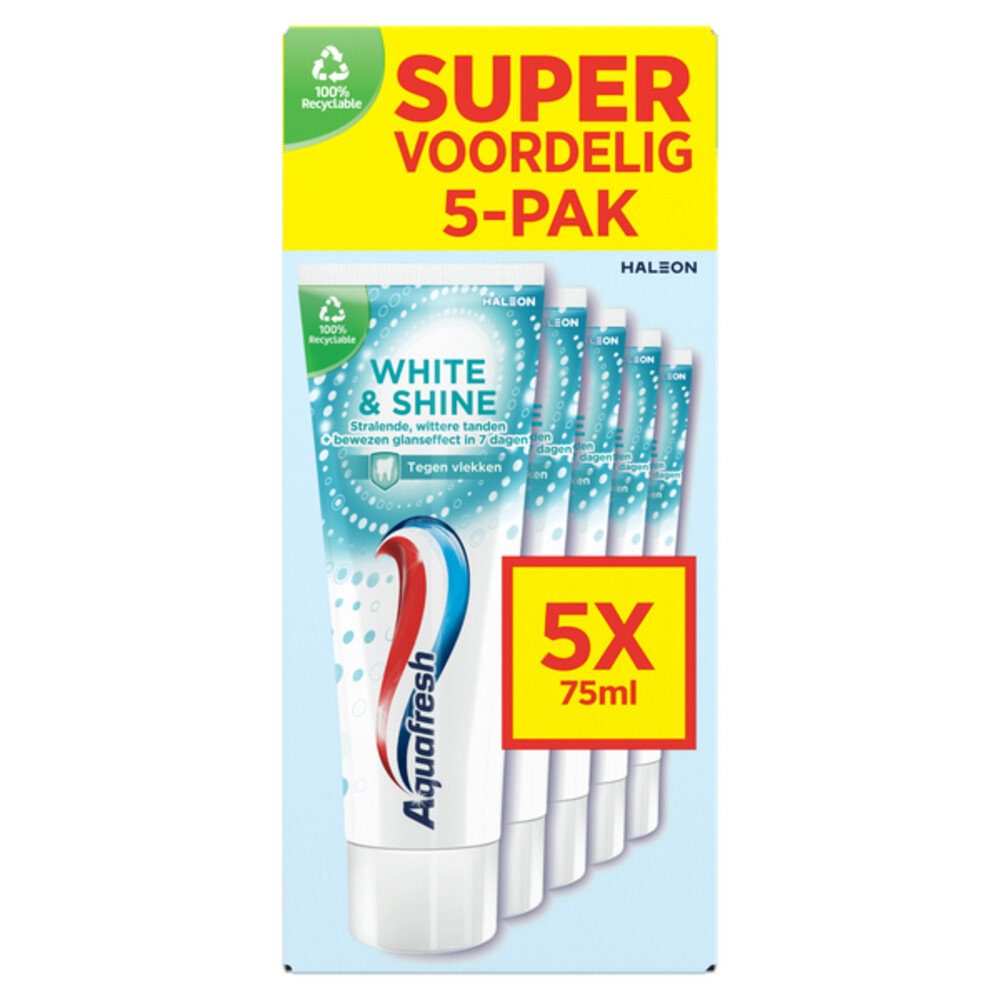 6x Aquafresh 5-pack Tandpasta White&Shine 5 x 75 ml