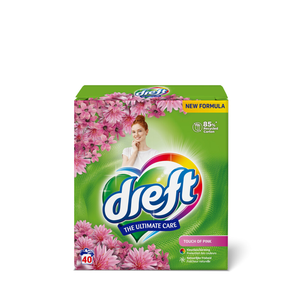 4x Dreft Poeder Wasmiddel Touch Pink 40 wasbeurten 2,6 kg