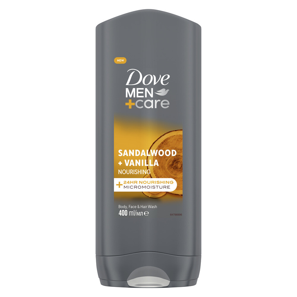 6x Dove Douchegel Men+ Care Sandalwood&Vanilla 400 ml