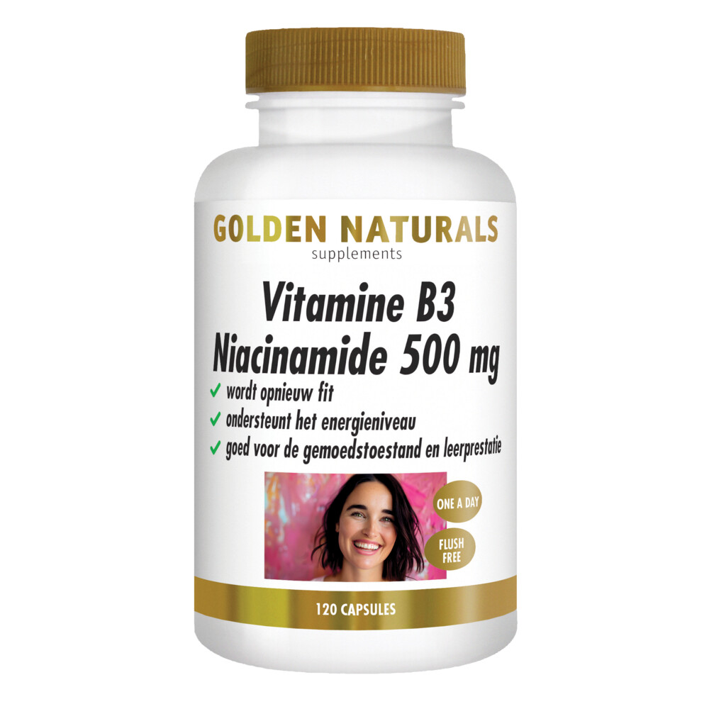 Gratis Verzending: 2x Golden Naturals Vitamine B3 Niacinamide 500 mg 120 capsules