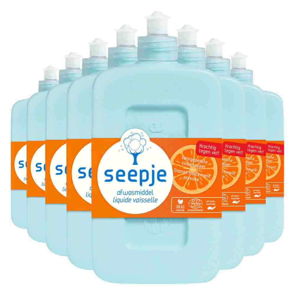8x Seepje Afwasmiddel Versgeperste Sinaasappel Geur 500 ml