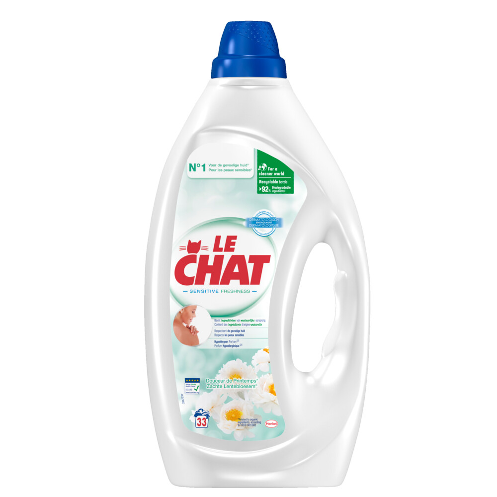 4x Le Chat Vloeibaar Wasmiddel Zachte Lentebloesem 33 wasbeurten 1,485 liter