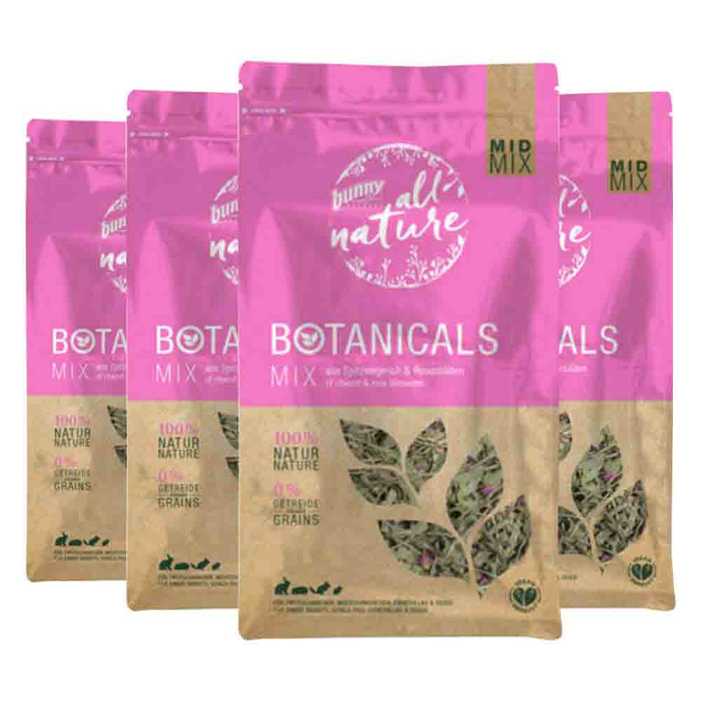 4x Bunny Nature Botanicals Konijnensnack Weegbree - Rozenbloesem 120 gr