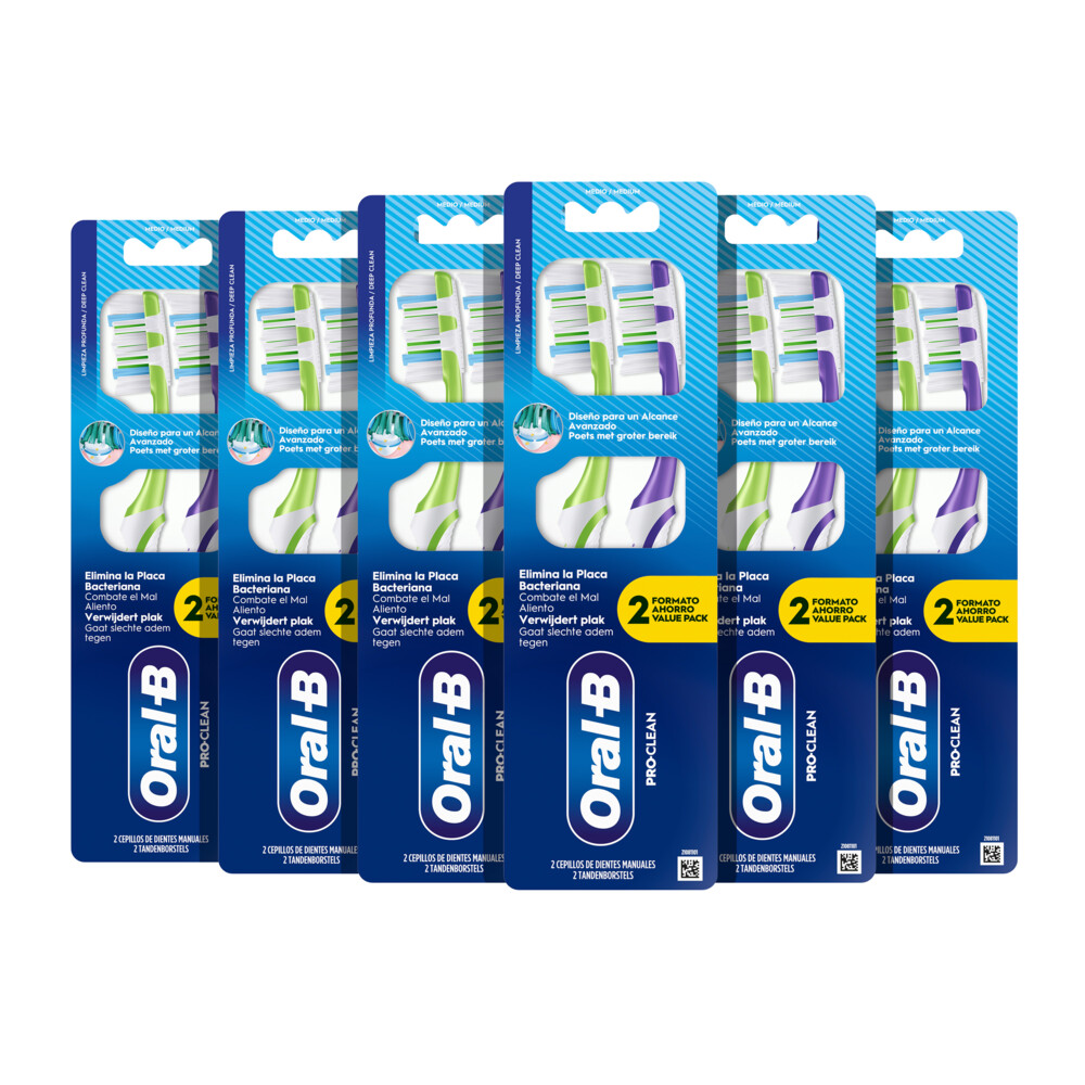 2+2 gratis: 6x Oral-B Tandenborstel Pro-Clean 2 stuks
