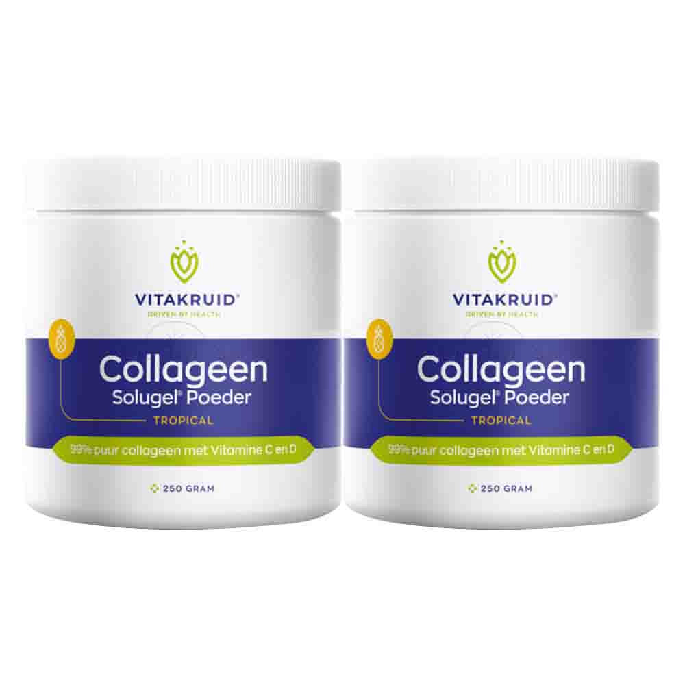 Gratis Verzending: 2x Vitakruid Collageen Solugel Poeder Tropical 250 gr