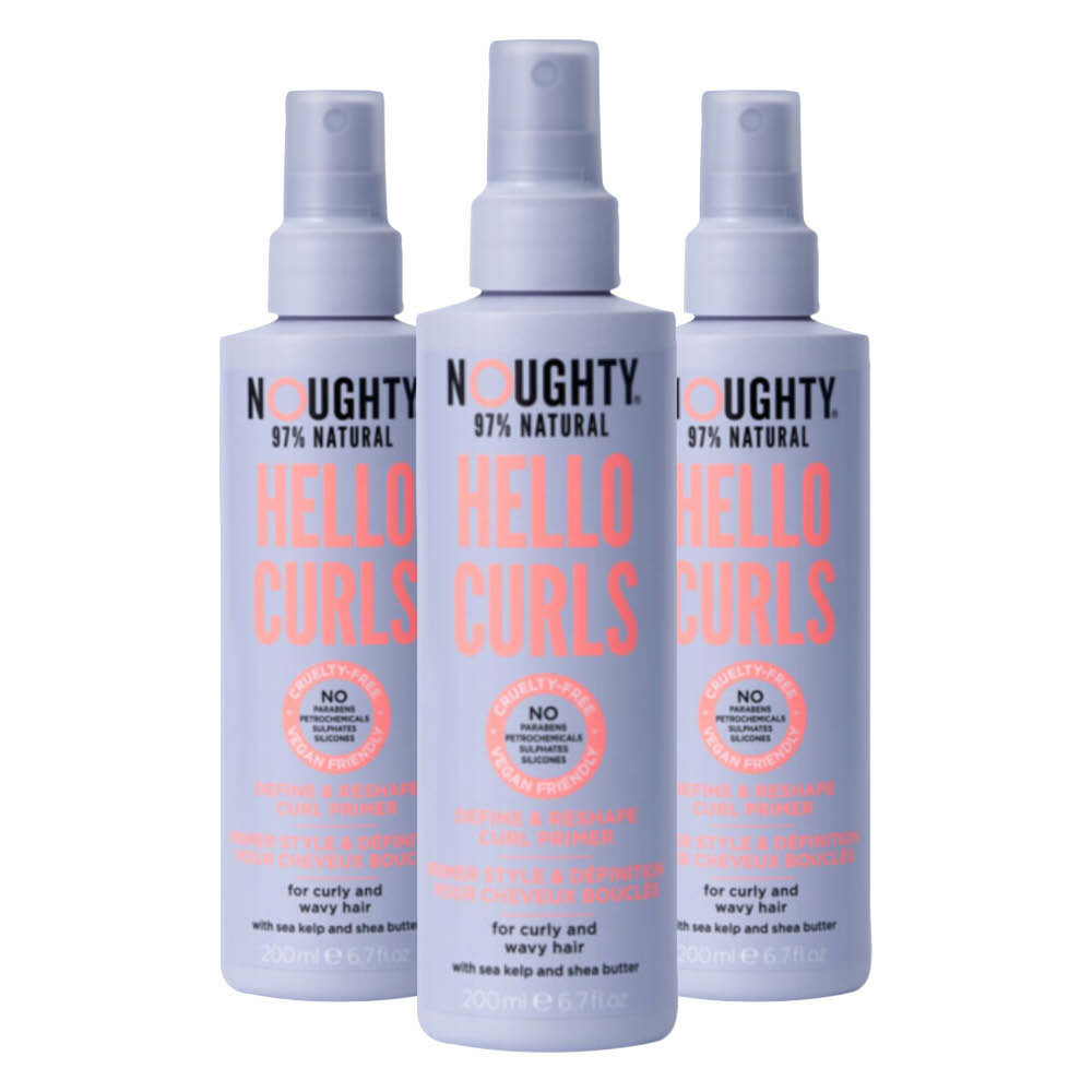 3x Noughty Curl Primer Finish Hello Curls 200 ml