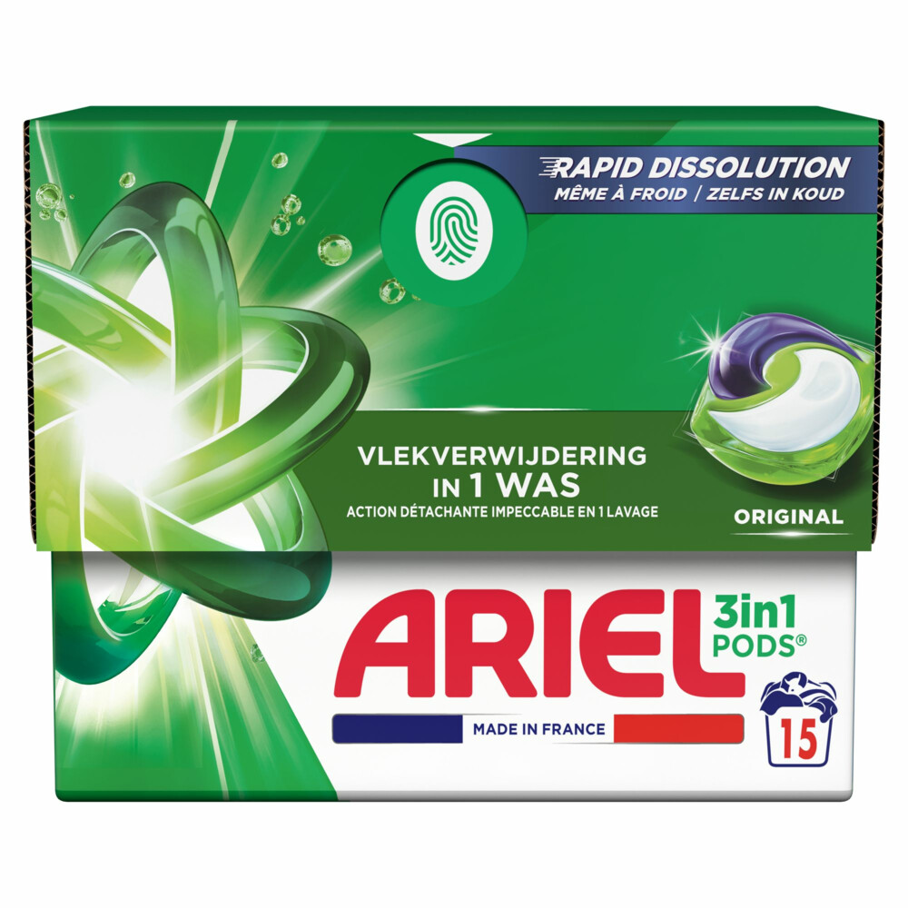 4x Ariel 3in1 Wasmiddel Pods Original 15 stuks