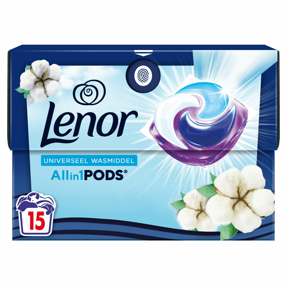 4x Lenor Wasmiddel All-in-1 Pods Katoen Fris 15 stuks