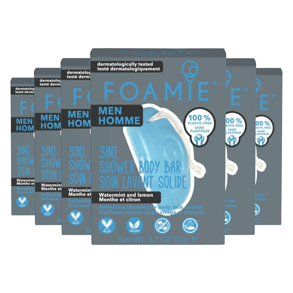 6x Foamie Men 3-In-1 Bar Watermint&Lemon 90 gr
