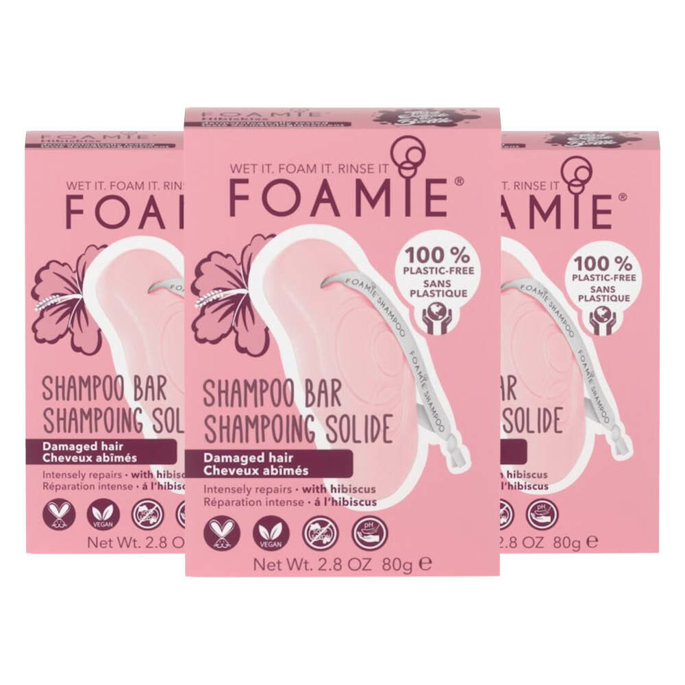 3x Foamie Shampoo Bar Hibiskiss (Beschadigd Haar)