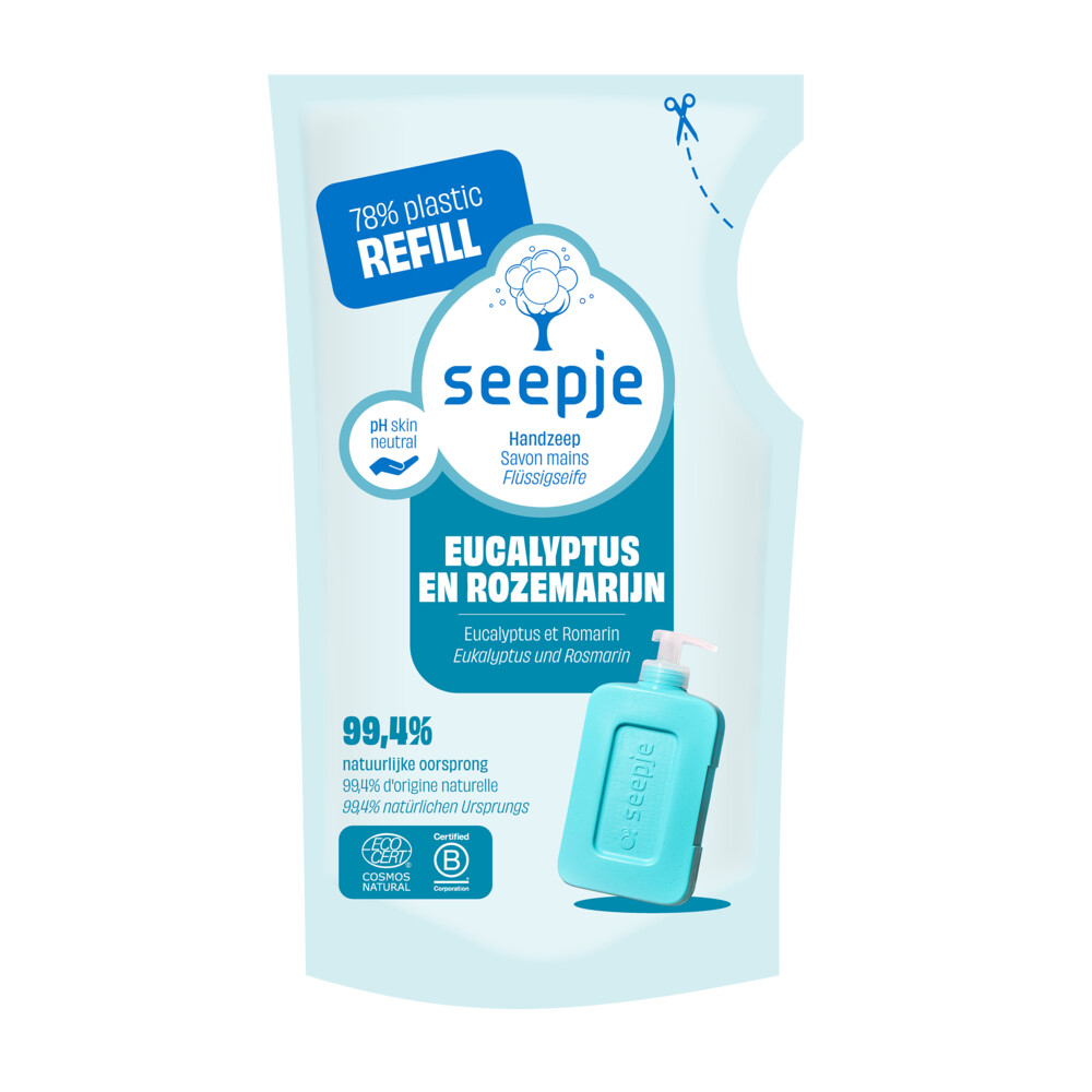 8x Seepje Handzeep Navulling Eucalyptus met Rozemarijn 300 ml