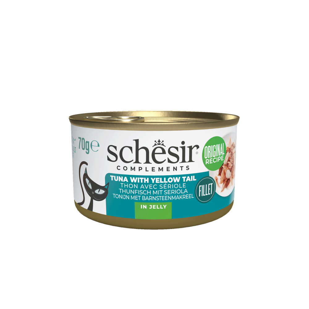 12x Schesir Complementary Kattenvoer Tonijn&Yellow Tail in Gelei 70 gr