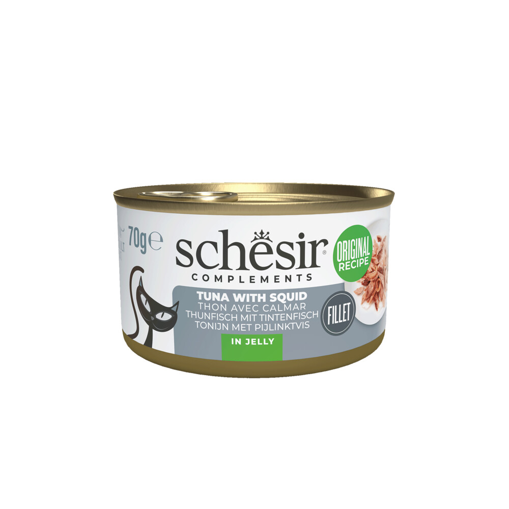 12x Schesir Complementary Kattenvoer Tonijn&Inktvis in Gelei 70 gr