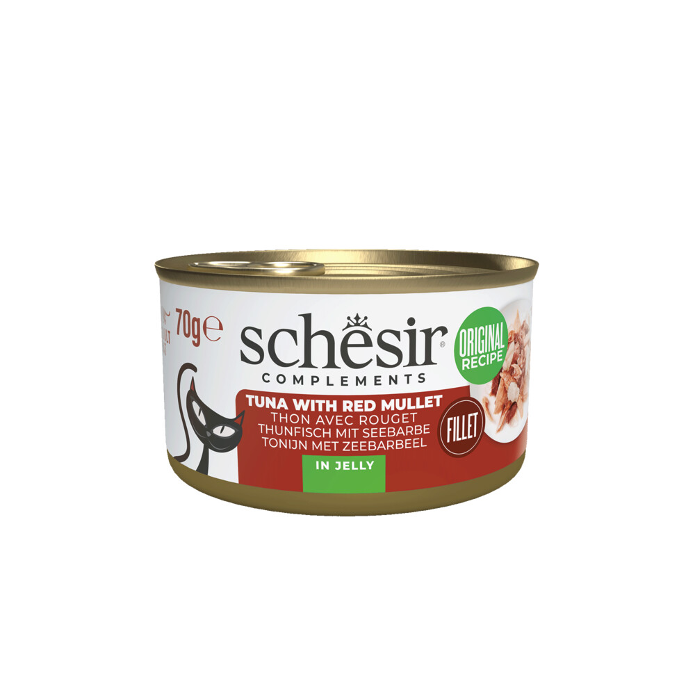 12x Schesir Complementary Kattenvoer Tonijn&Rode Mul in Gelei 70 gr