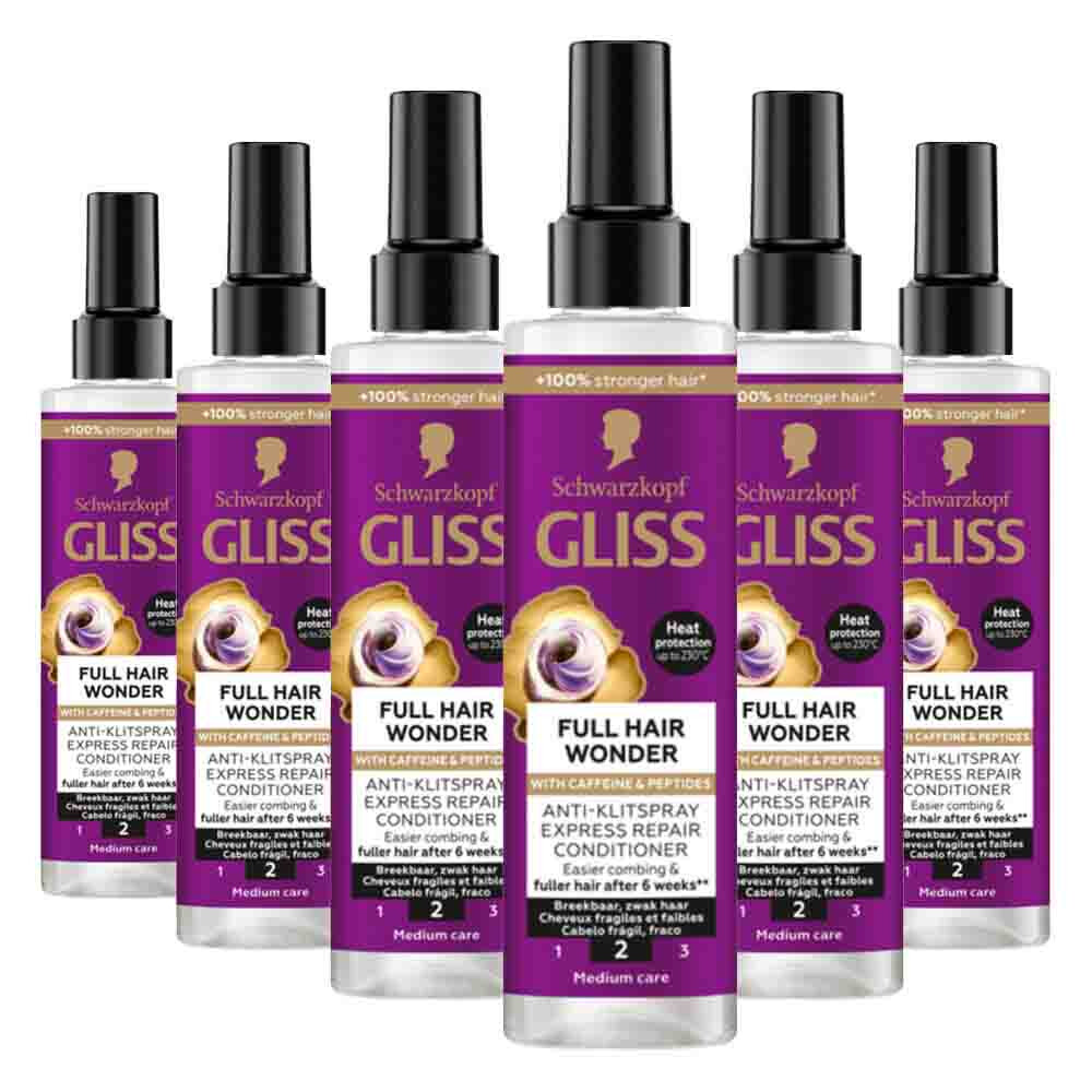6x Gliss Anti-Klit Spray Full Hair Wonder 200 ml