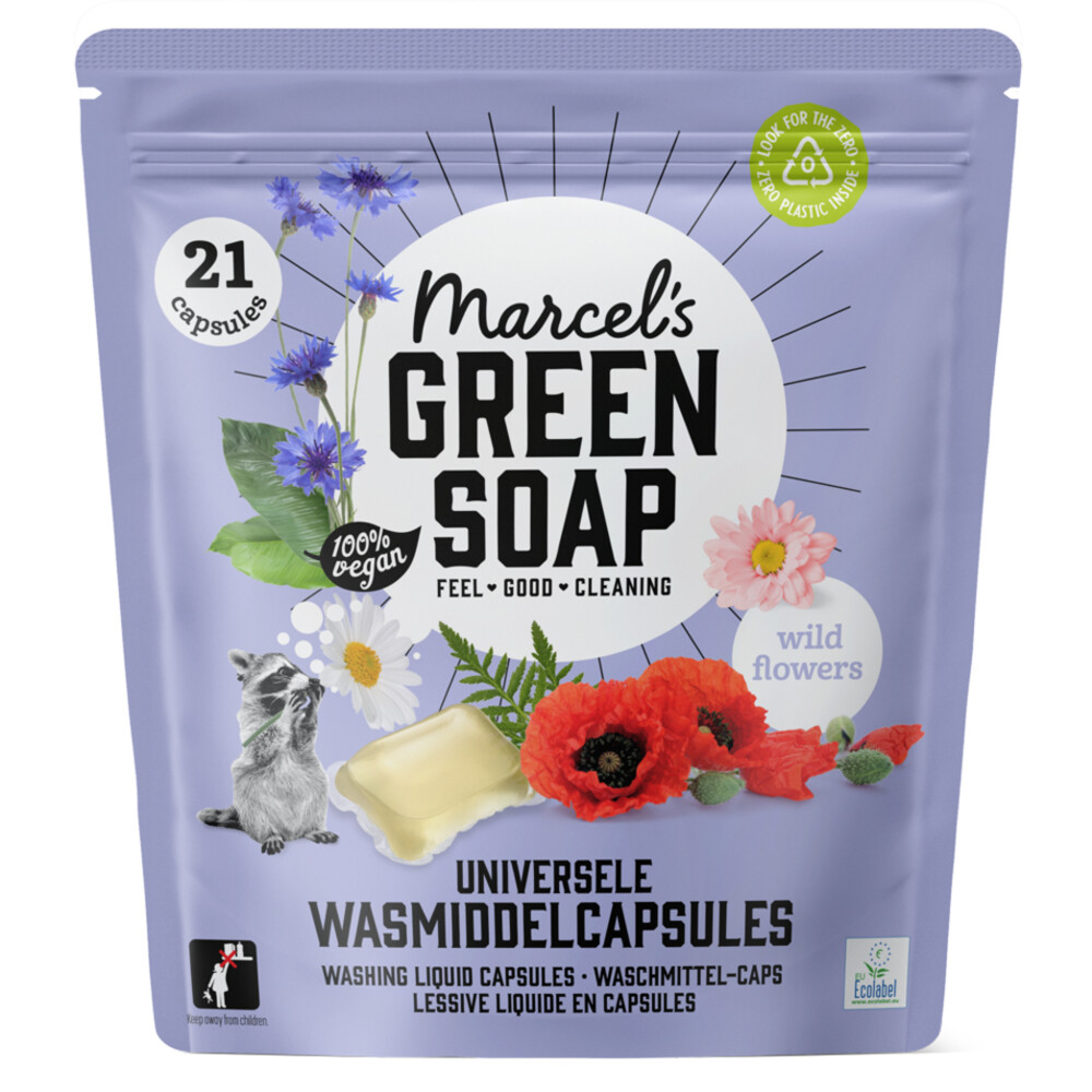 2+1 gratis: Marcel's Green Soap Wascapsules Wilde Bloemen 21 capsules
