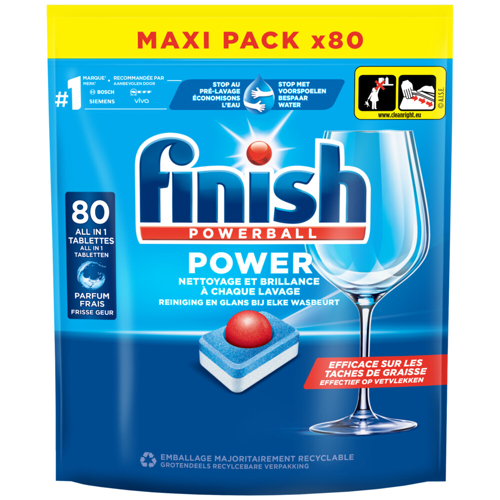 4x Finish Vaatwastabletten Power Regular 80 stuks