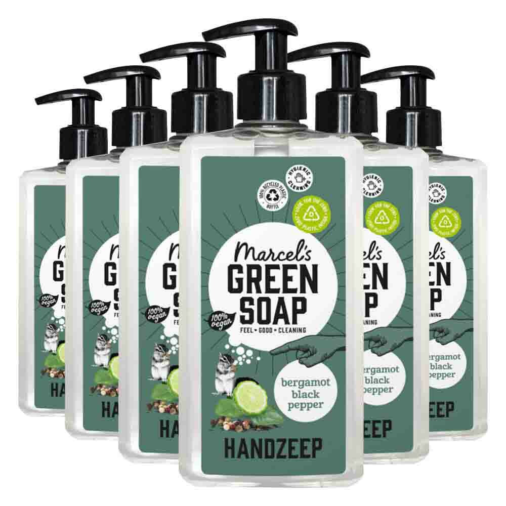 6x Marcel's Green Soap Handzeep Bergamot&Black Pepper 500 ml