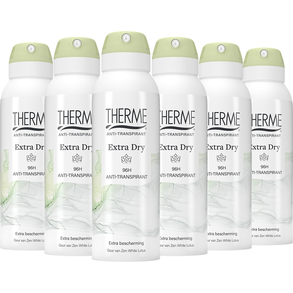 6x Therme Anti-Transpirant Extra Dry Zen White Lotus Spray 125 ml