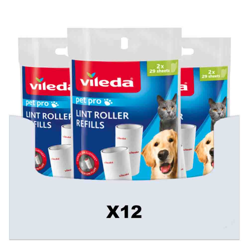 12x Vileda PetPro Kleefborstel Vervanging 2 x 29 bladen 2 navullingen