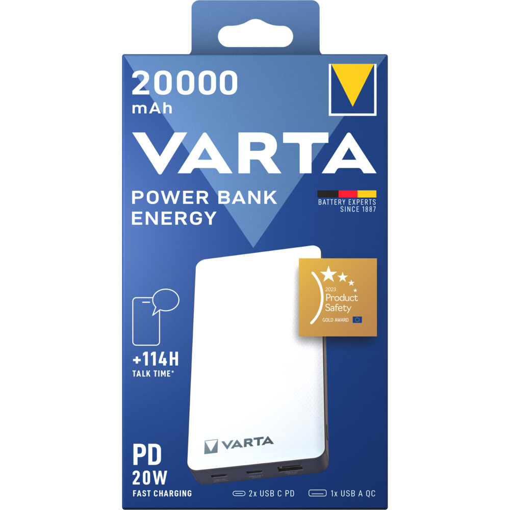 VARTA Powerbank Energy 20000 mAh - Wit
