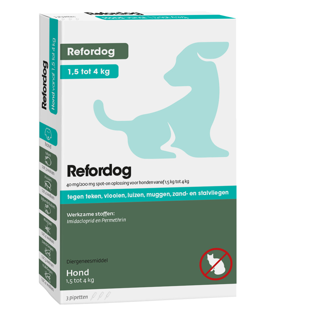 Tick Off Refordog Spot-on 40 mg 1,5 kg tot 4 kg 3 stuks