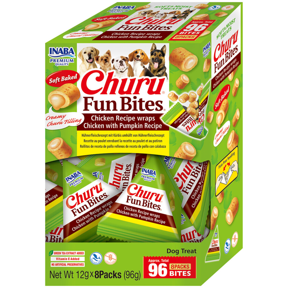 Inaba Churu Fun Bites Wraps Hondensnack Multipack Chicken&Pumpkin 8 x 12 gr