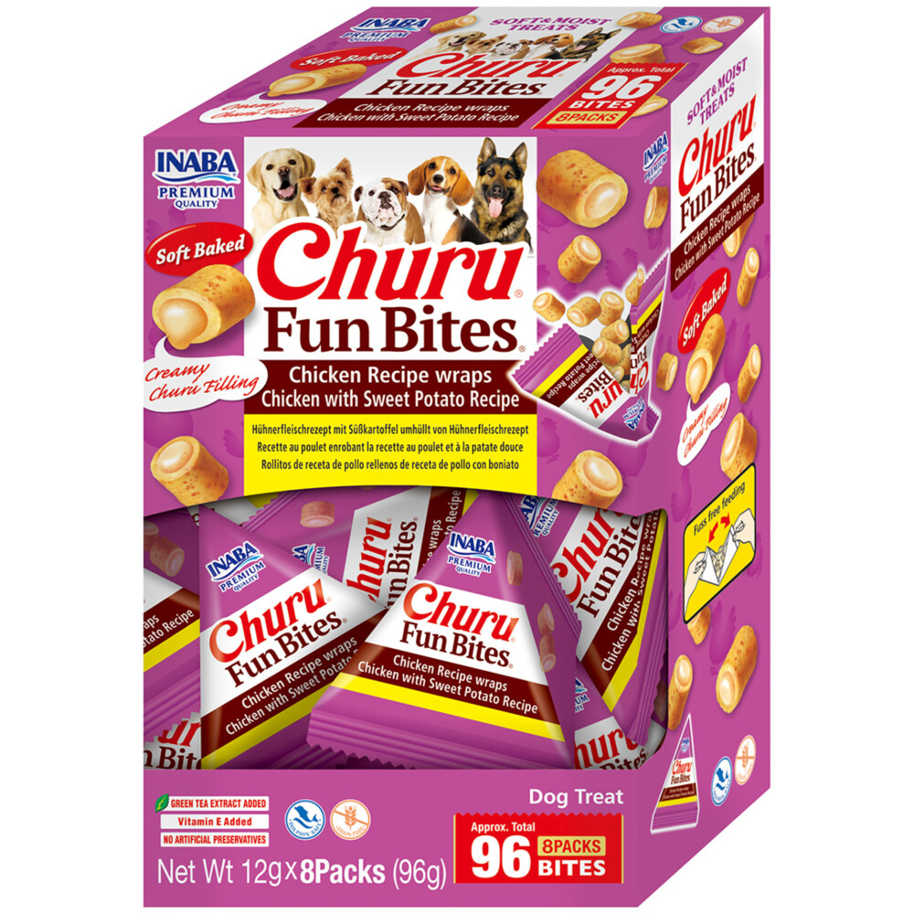 Inaba Churu Fun Bites Wraps Hondensnack Multipack Chicken&Sweet Potato 8 x 12 gr
