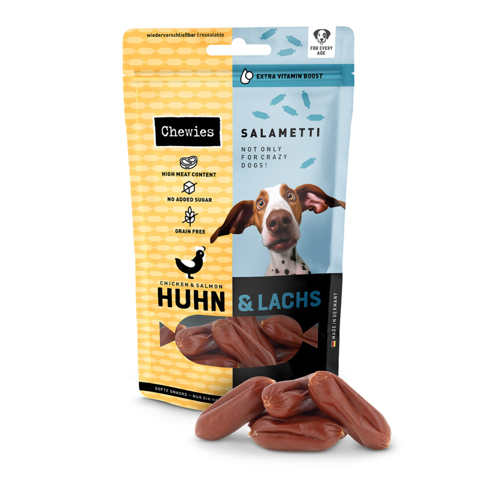 Chewies 9x  Salametti Hondensnack Kip&Zalm 60 gr
