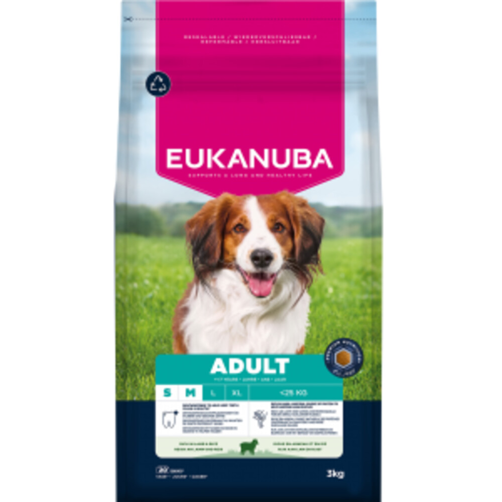 3x Eukanuba Life Care Dog Adult Small/Medium Hondenvoer Lamb&Rice 3 kg