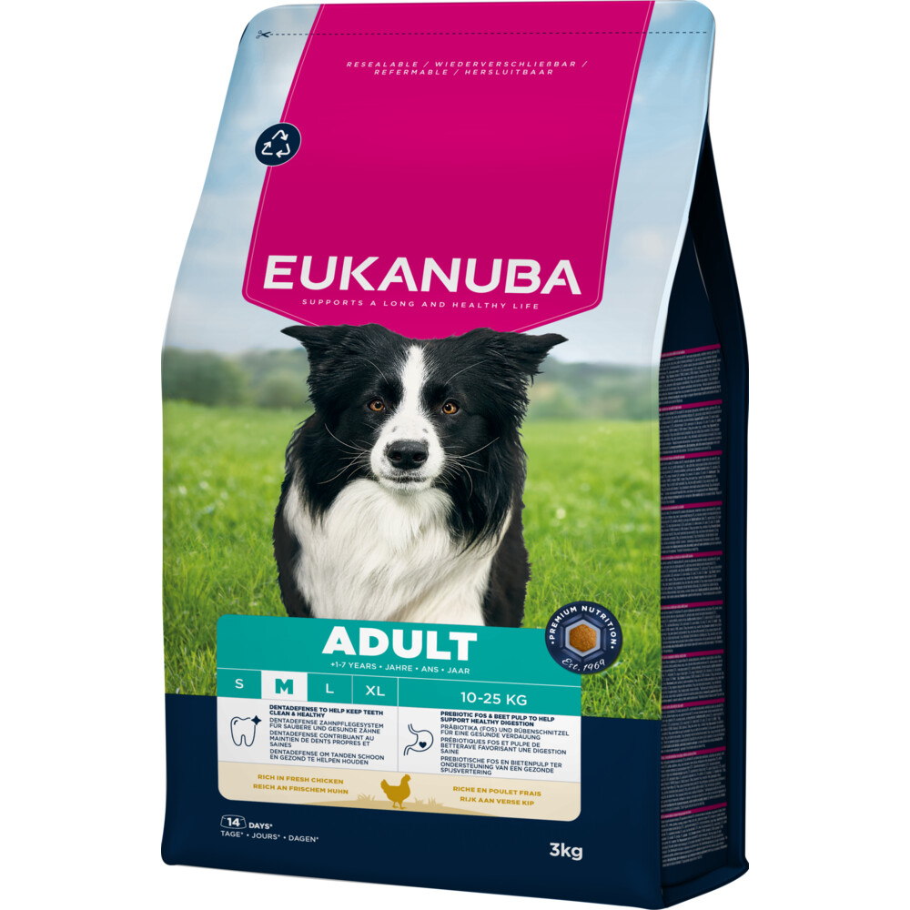 3x Eukanuba Life Care Dog Adult Medium Hondenvoer Chicken 3 kg