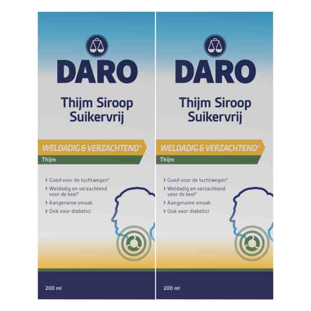 2x Daro Thijmsiroop Suikervrij 200 ml