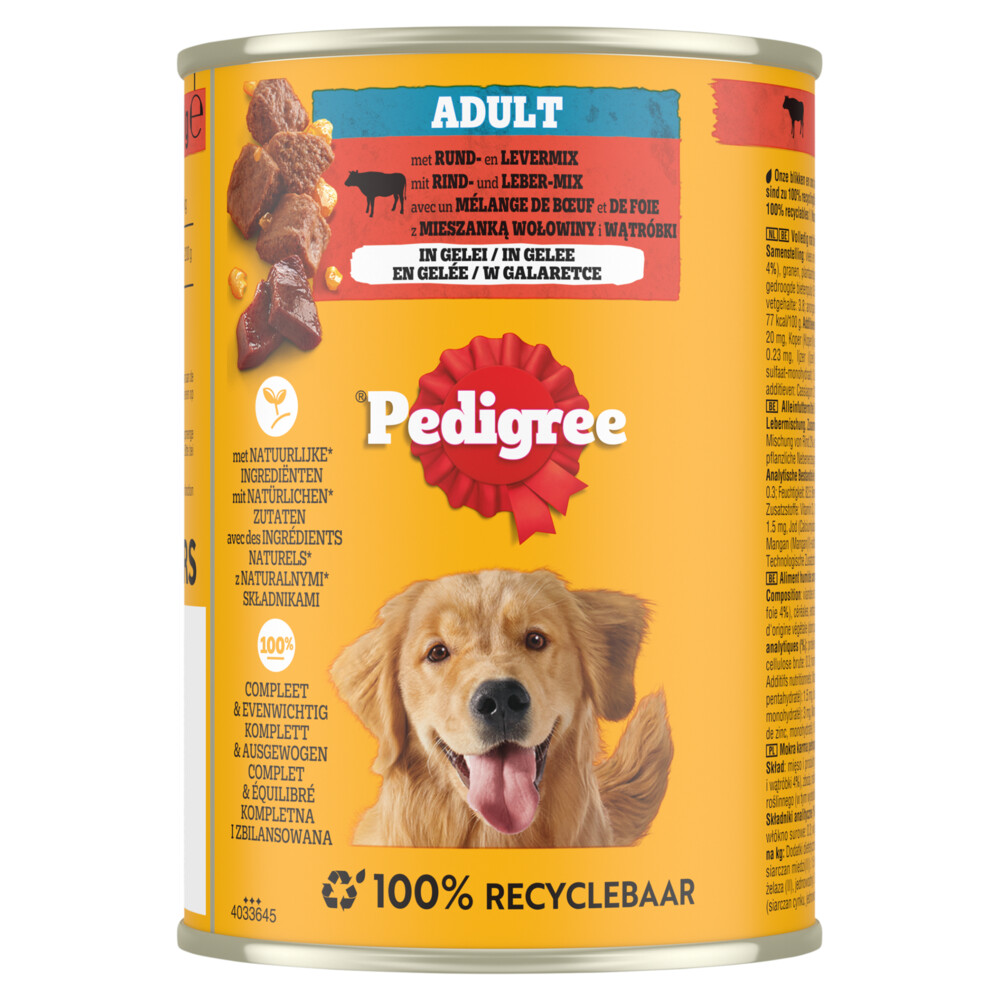 Pedigree Adult Hondenvoer Nat Blik Rund 400 gr