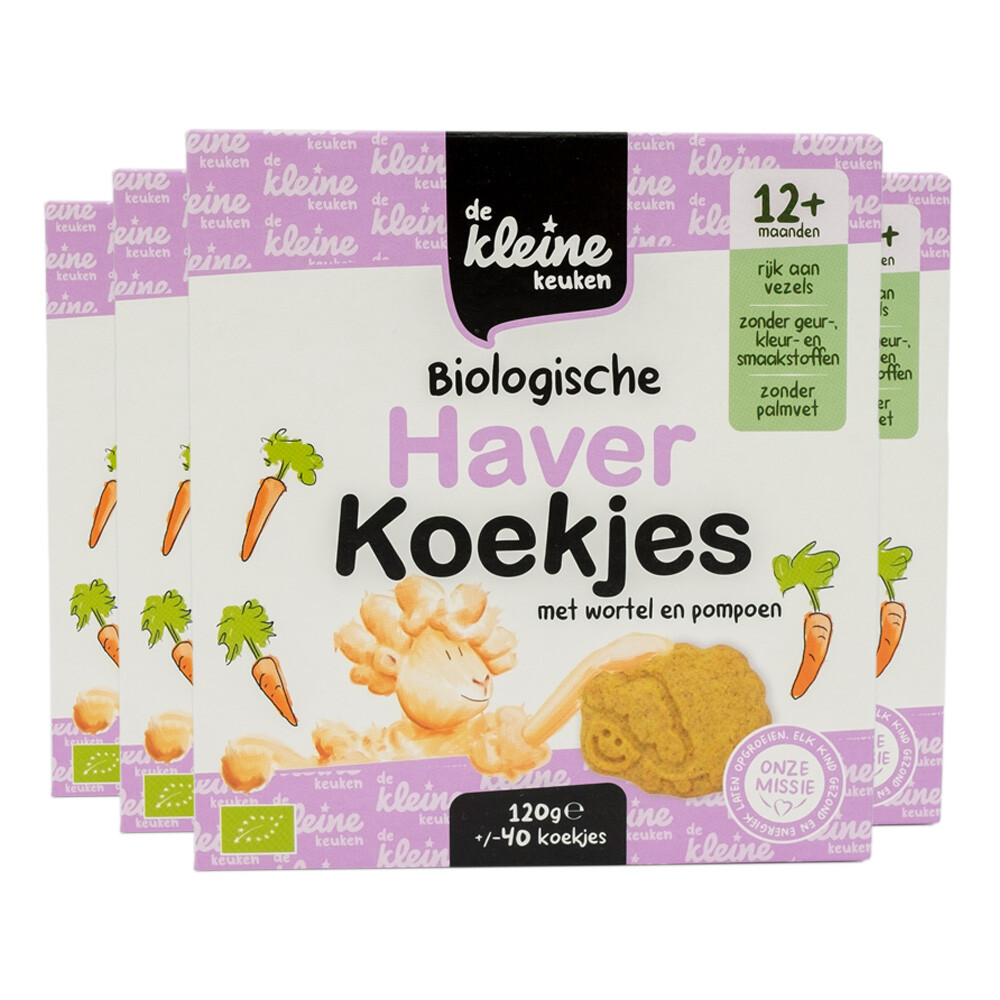 De Kleine Keuken 4x  Bio Haverkoekjes Wortel&Pompoen 120 gr