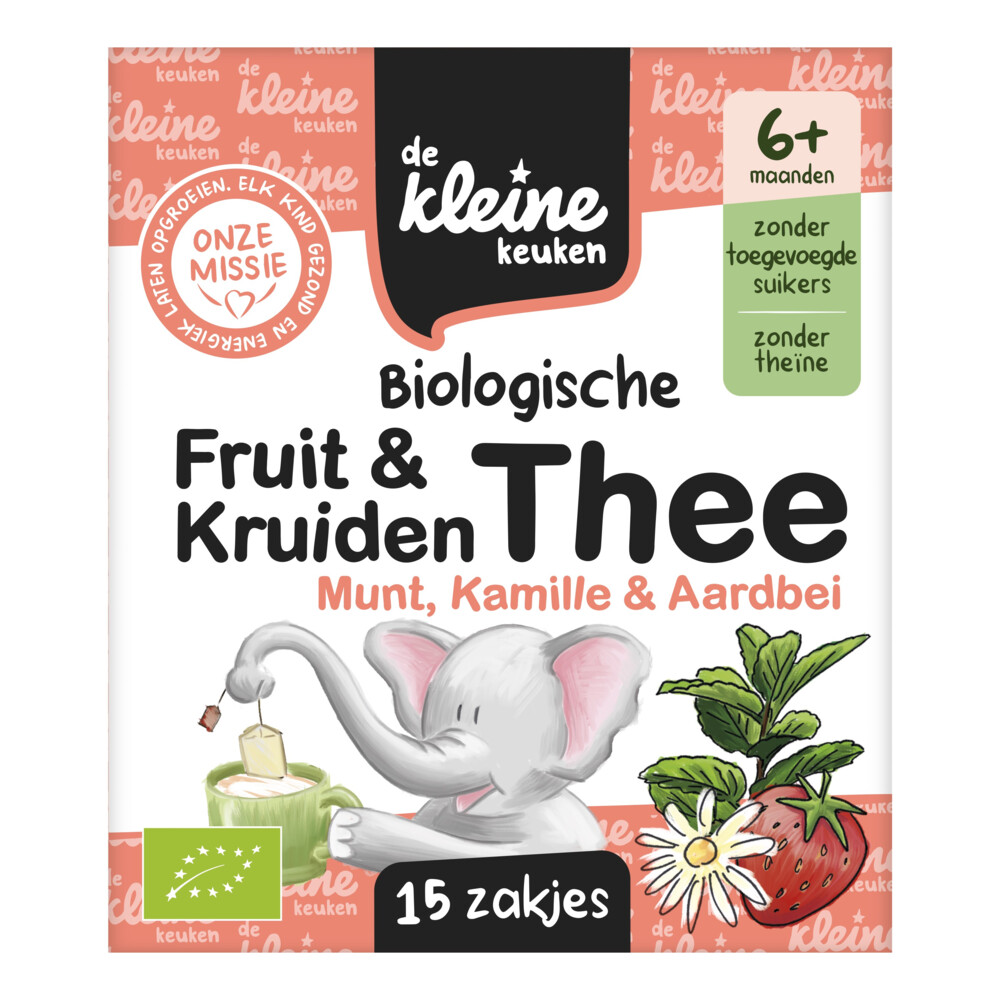 de Kleine Keuken Bio Thee 6+m Munt Kamille Aardbei 19,5 gr