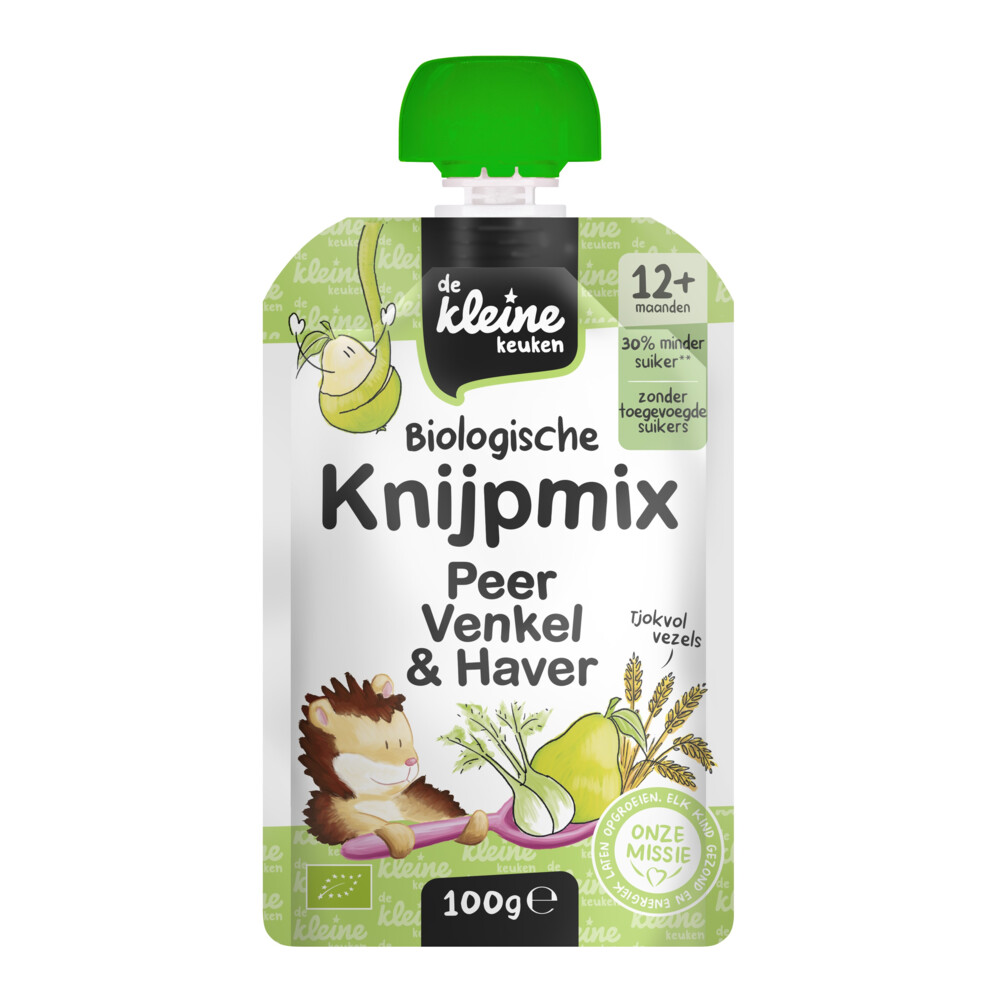 De Kleine Keuken Bio Knijpmix 12+m Peer Venkel Haver 100 gr