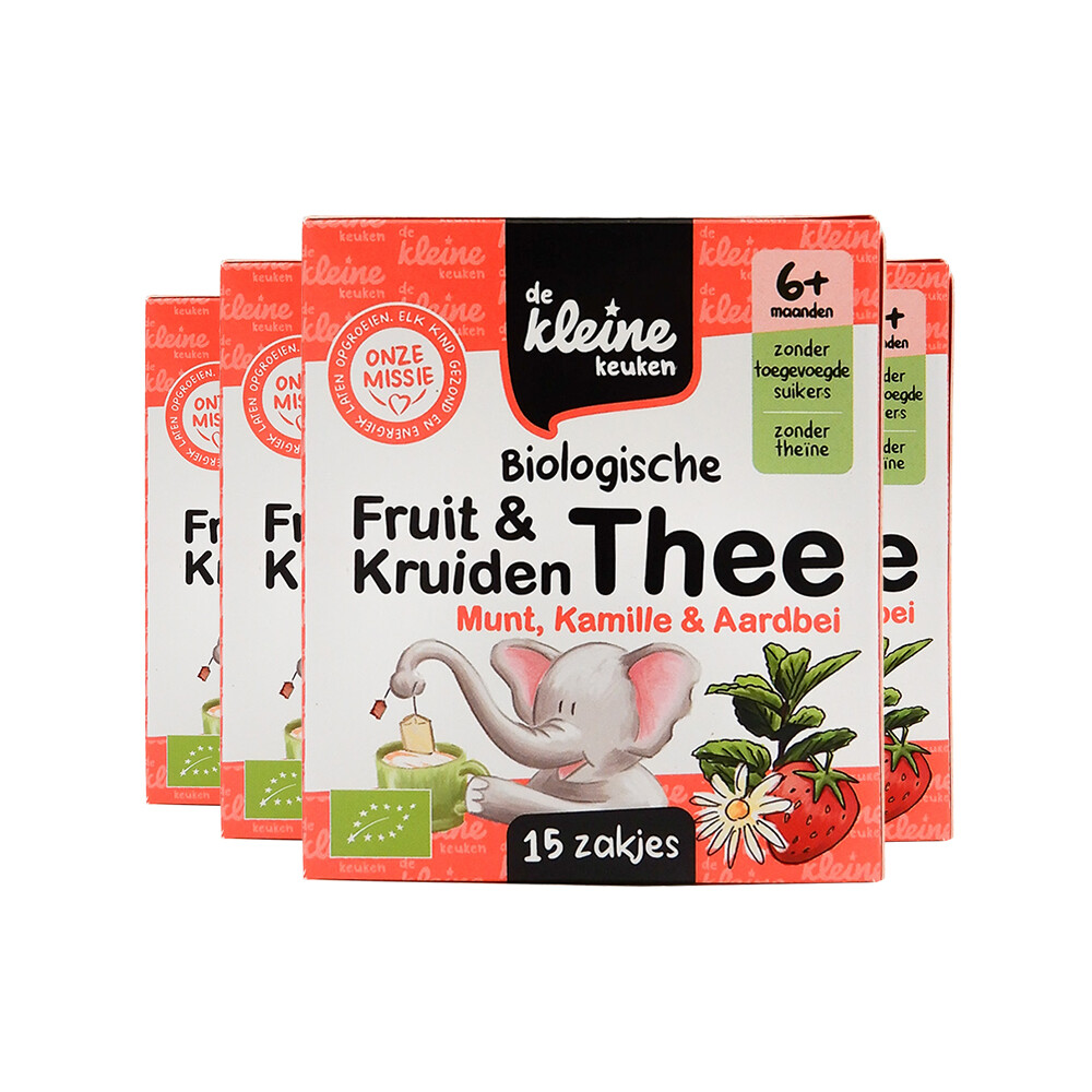 4x de Kleine Keuken Bio Thee 6+m Munt Kamille Aardbei 19,5 gr