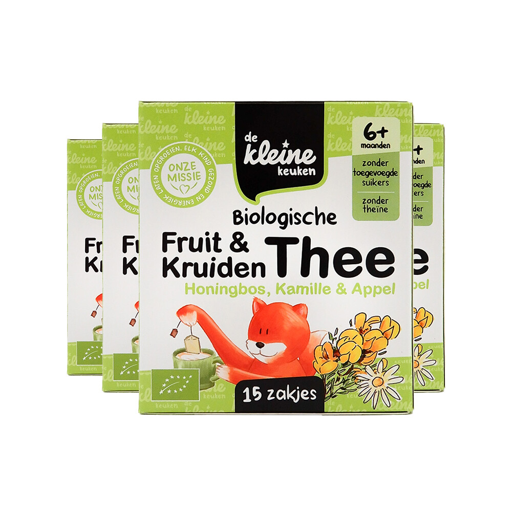 4x de Kleine Keuken Bio Thee 6+m Honingbos Kamille Appel 19,5 gr