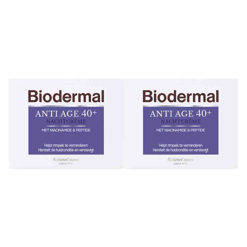 2x Biodermal Nachtcreme Anti Age 40+ 50 ml