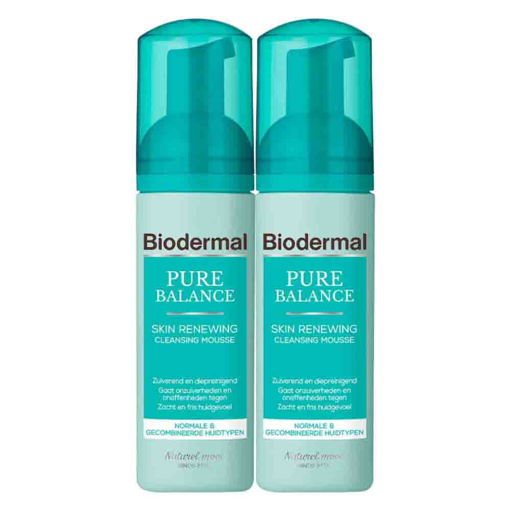 2x Biodermal Pure Balance Cleansing Mousse Skin Renewing 150 ml