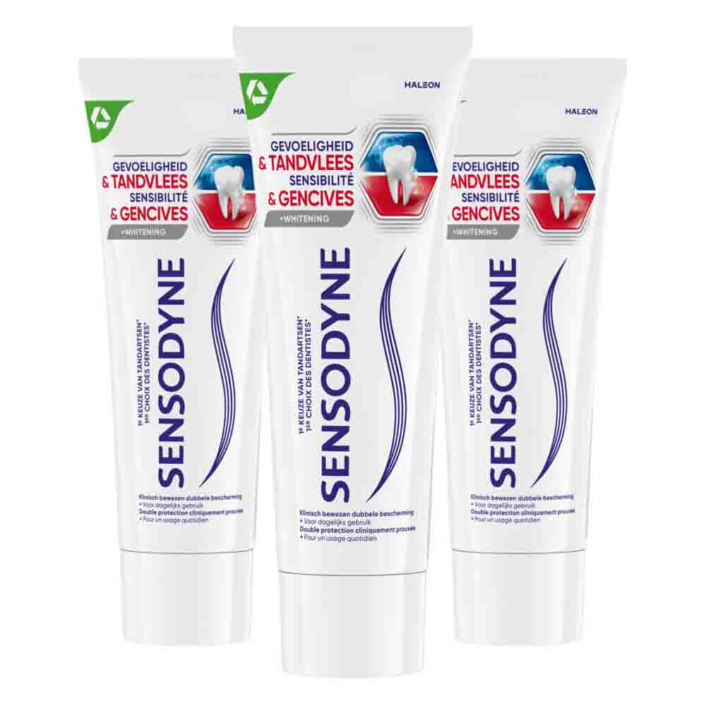 3x Sensodyne Tandpasta Gevoeligheid&Tandvlees Whitening 75 ml