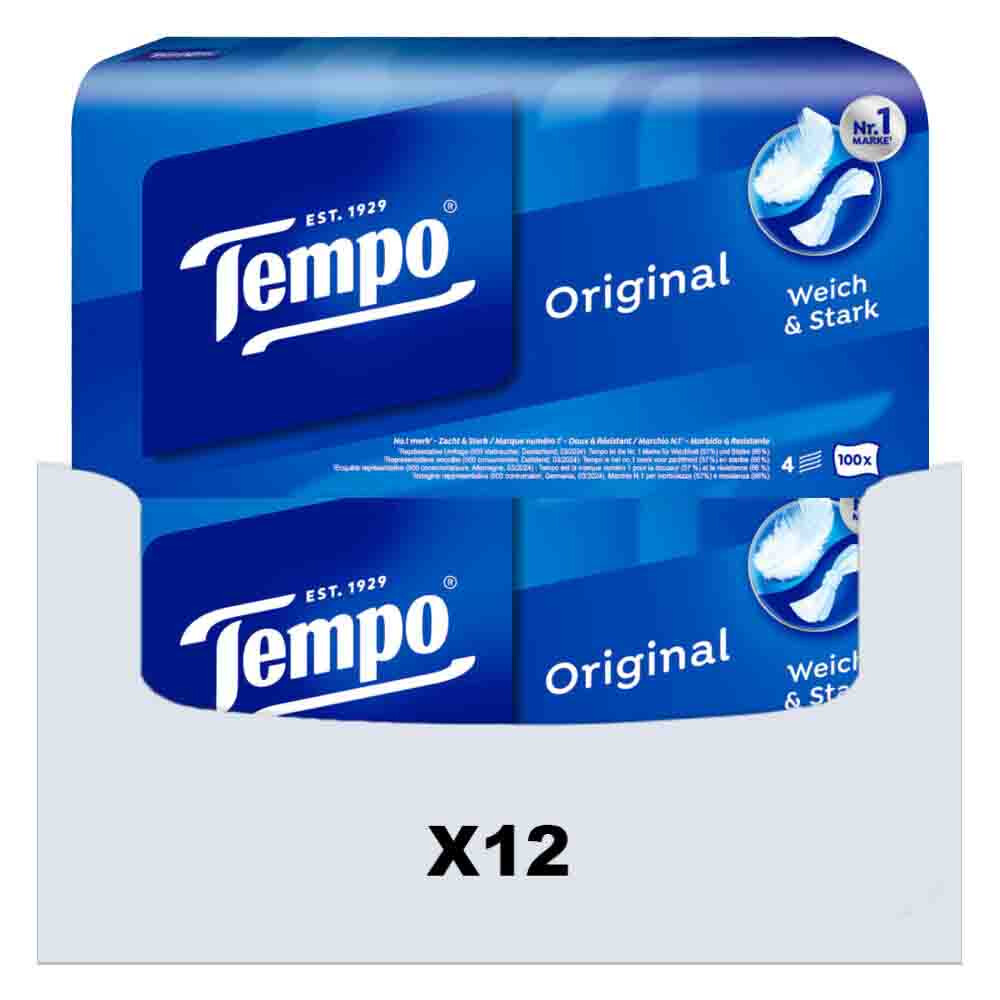 12x Tempo Original Box 4-laags Tissues 100 stuks
