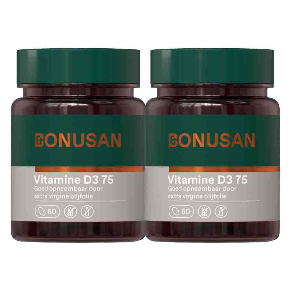 Gratis Verzending: 2x Bonusan Vitamine D3 75mcg/3000ie 60 softgels