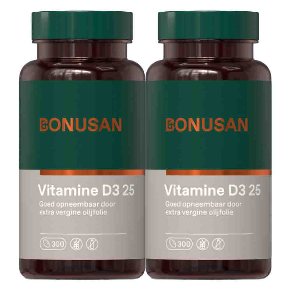 Gratis Verzending: 2x Bonusan Vitamine D3 25 mcg/1000 IE 300 softgels