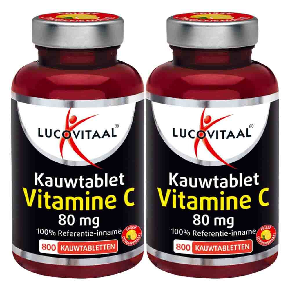 2x Lucovitaal Vitamine C 80mcg Kauwtablet Citroen 800 tabletten