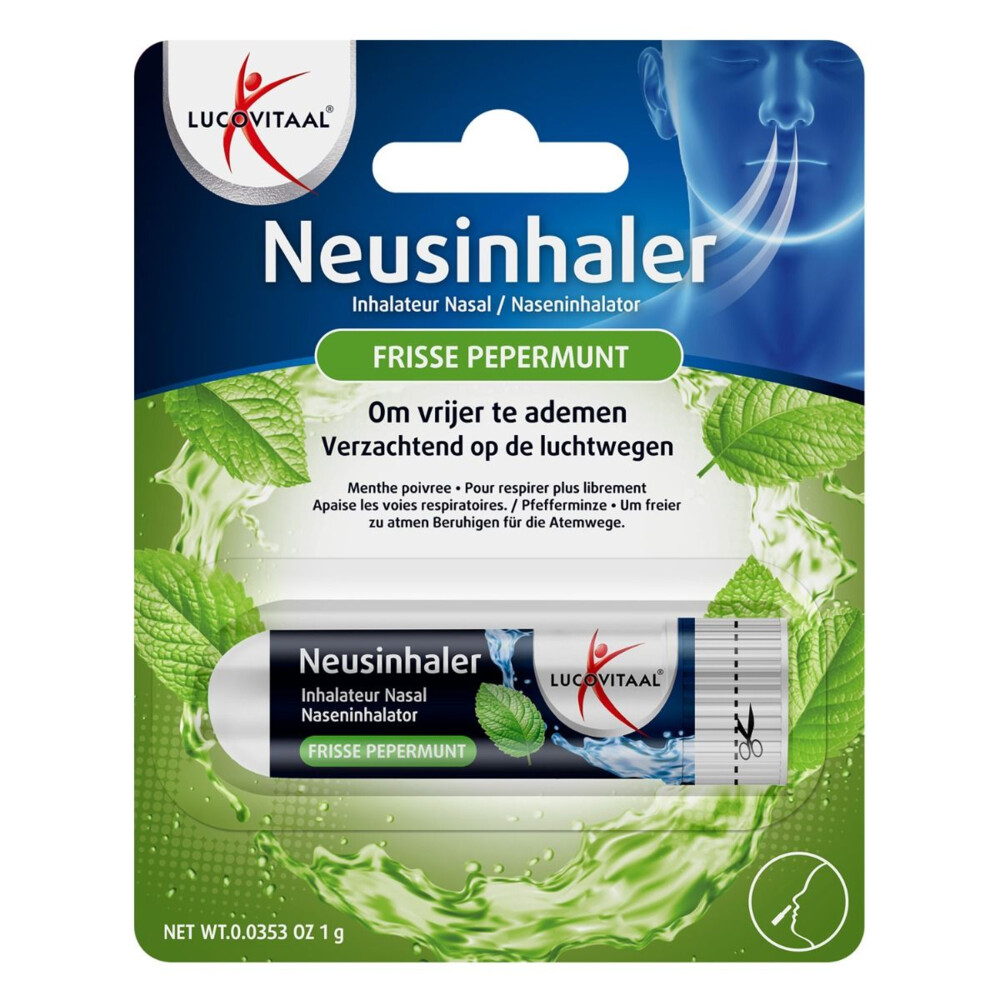 2+2 gratis: Lucovitaal Neusinhaler Vrijer Ademen Frisse Pepermunt 1 gr