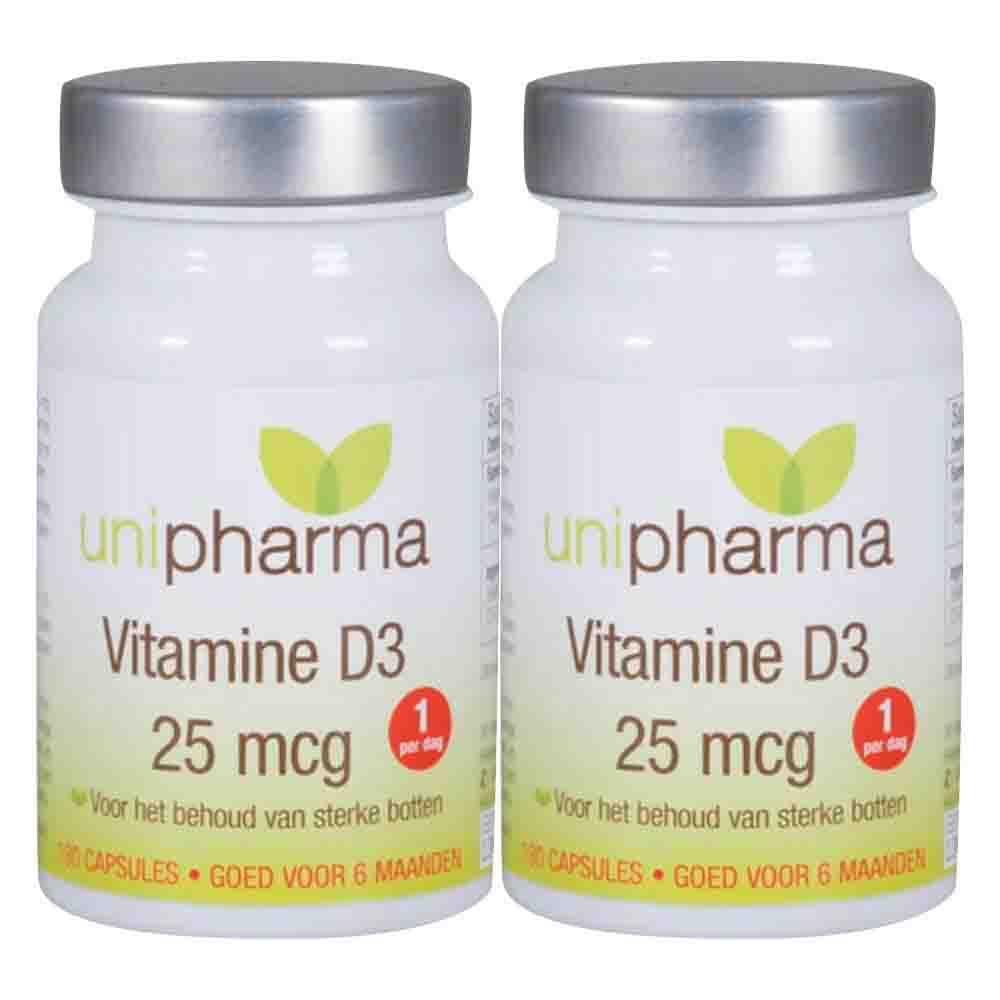2x Unipharma Vitamine D3 25mcg 180 capsules