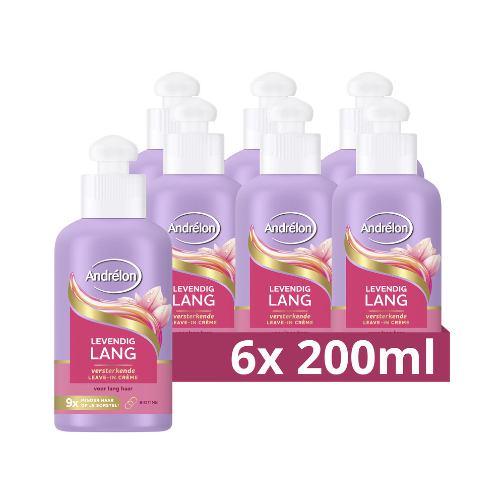 6x Andrélon Leave-In Creme Levendig Lang 200 Ml